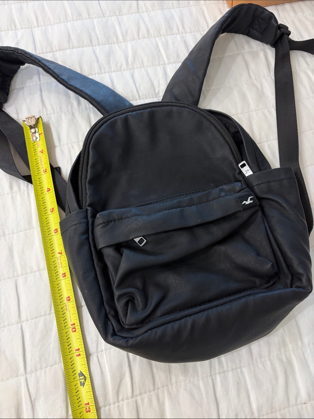 Abercrombie & Fitch Black Faux Leather Mini Backpack
